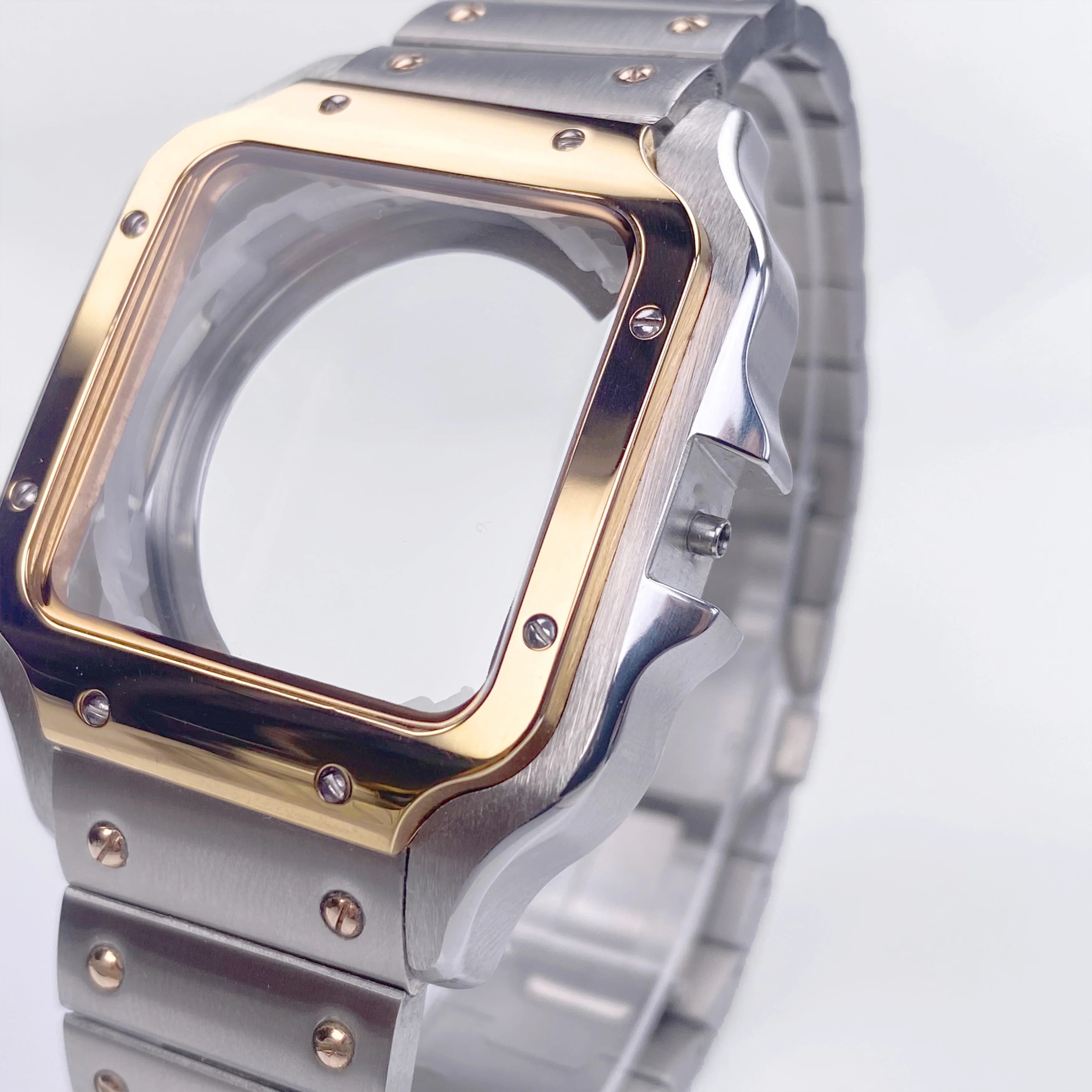 Квадратный корпус часов 38 мм, золото/розовое золото/черный/серебристый для Seiko Mod Santos, модификационные детали, подходят для NH35 NH36, аксессуары для механизмов