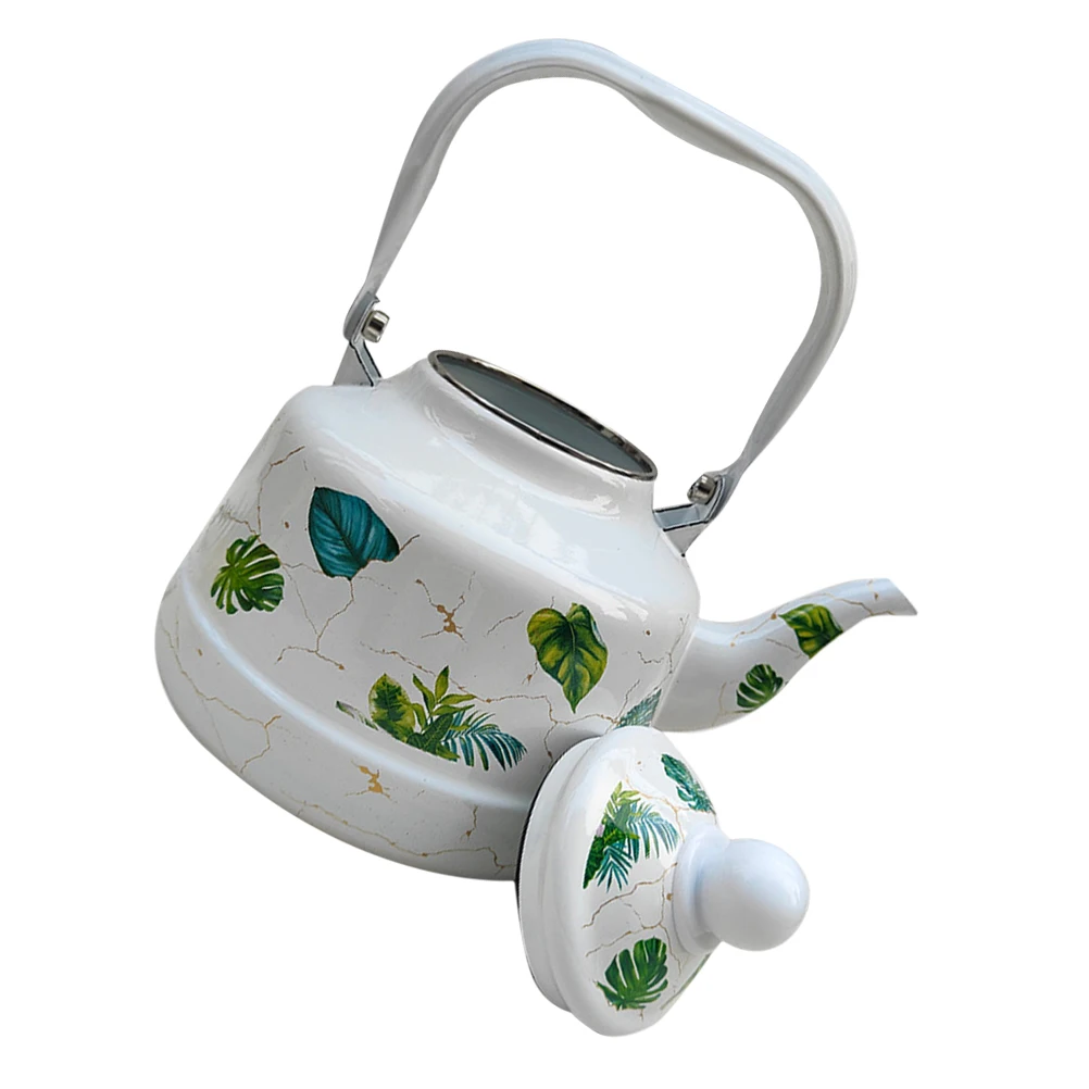 

Vintage Style Enamel Kettle Retro Stovetop Boiling Household Serving Pot Reusable Convenient For Home Dorm Hotel Restaurant Tea
