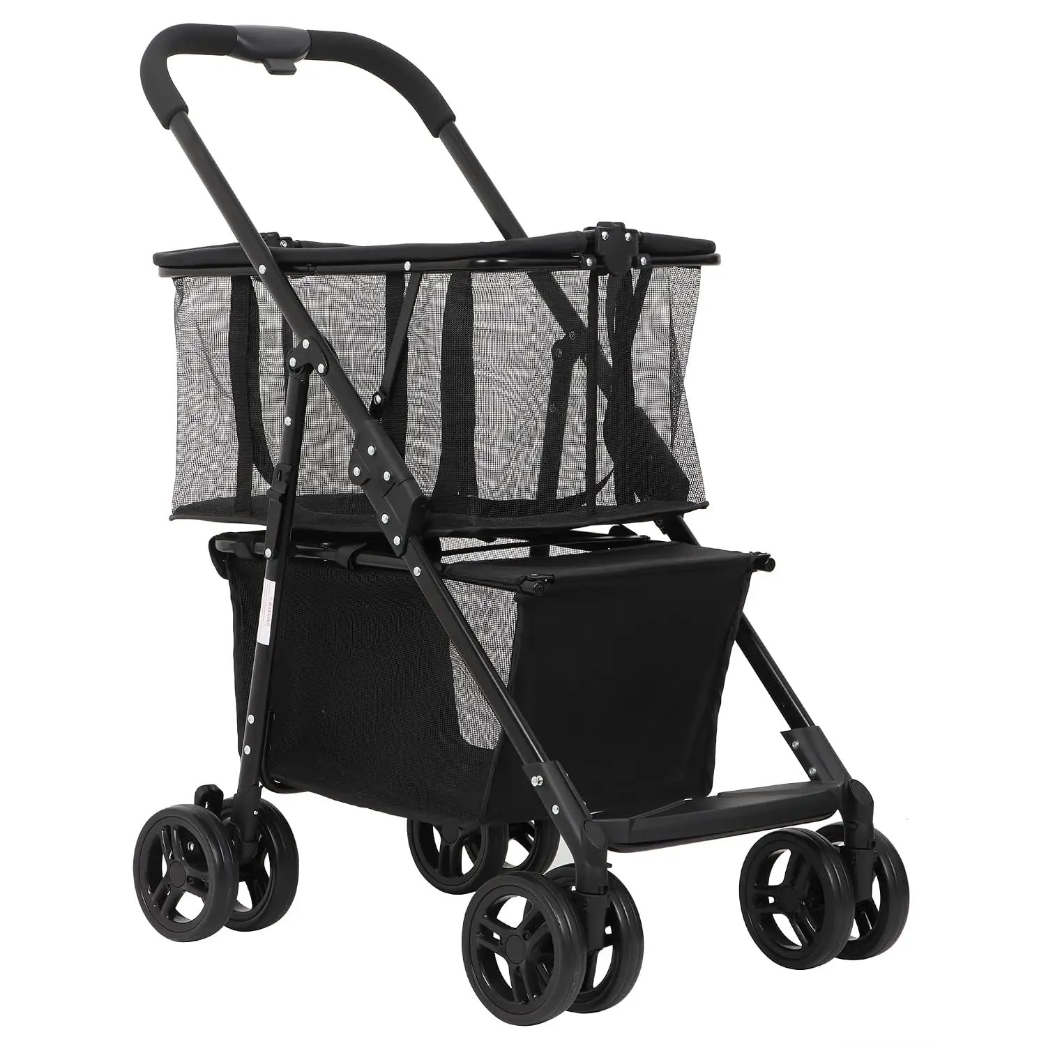 Heavy Duty Folding Shopping Cart, 2-in-1 Grocery Cart w/360° Swivel Wheels & Detachable Canvas Bag, Collapsible, Customized