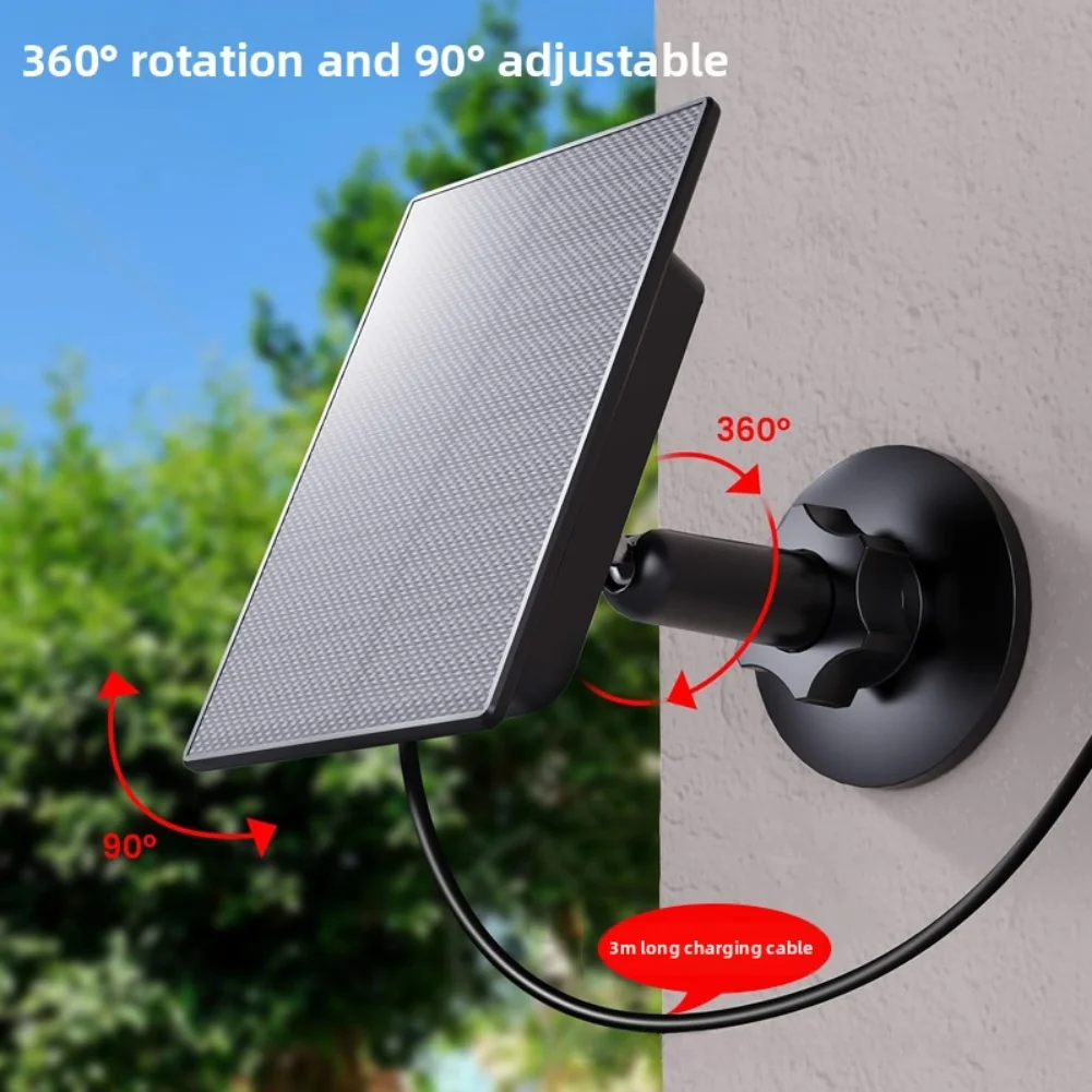 2W Monocrystalline Solar Panel For Charger With 360 Degree Bracket For For Ring For EUFY For BLINK For REOLINK Outdoor Security