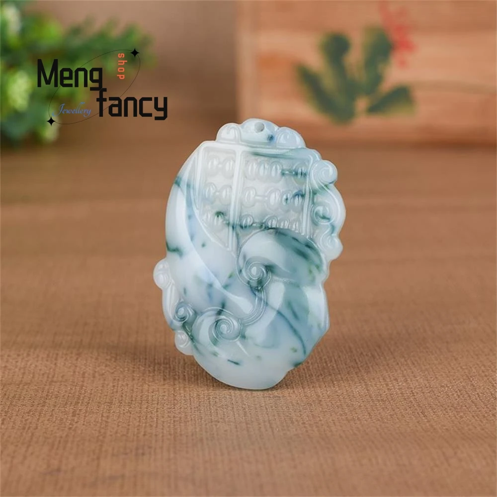 Natural Hetian Colourful Jade Floating Flower Ruyi Abacus Pendant Exquisite Fashion Jewelry Best Selling Handicraft Holiday Gift