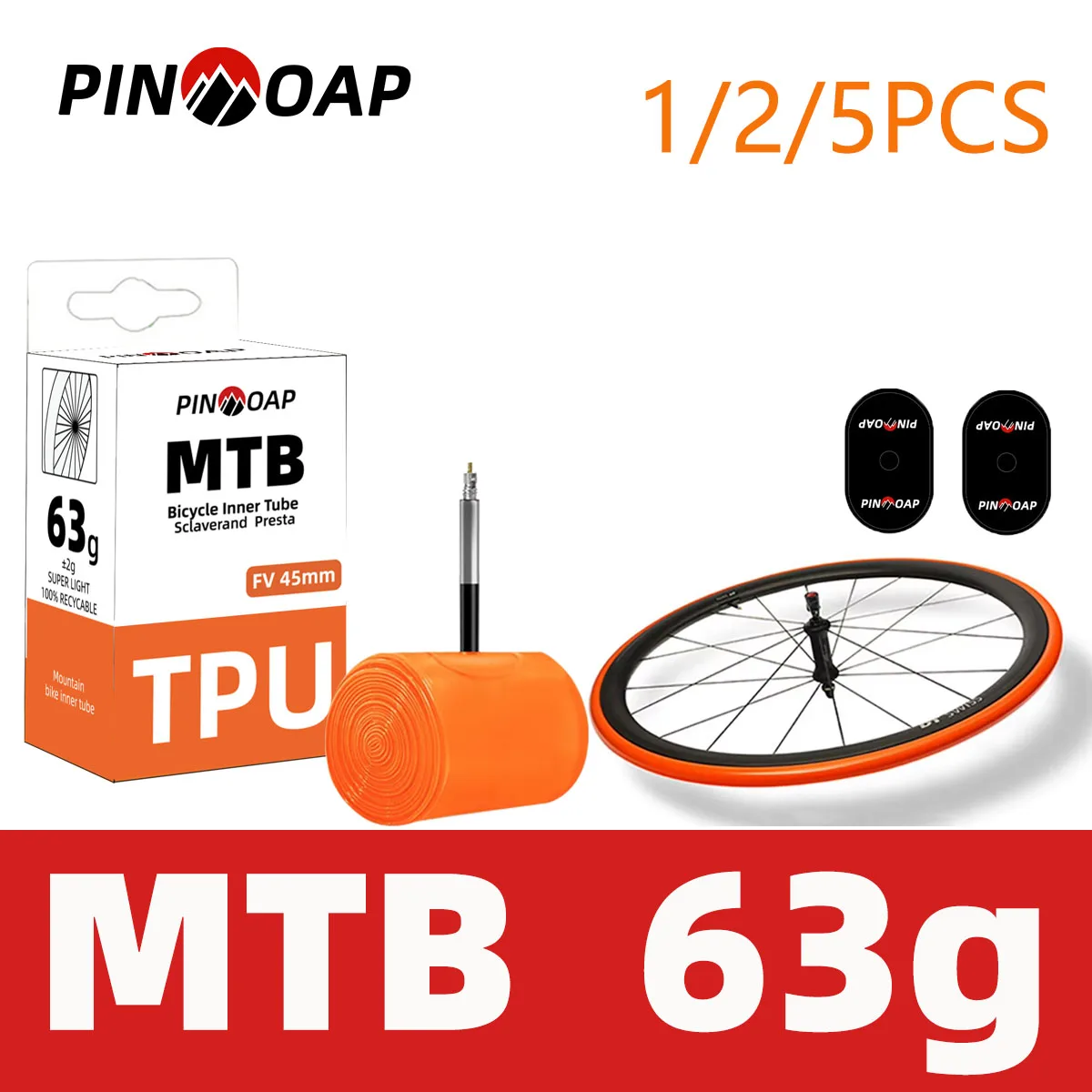 AliExpress pinmoap 1/2/5PCS Ultralight PINMOAP TPU MTB  Bike Inner Tube 26/27/29.5Inch 63g Tub  Mountain Bicycle Parts Tire FV45mm Bike Accessorie
