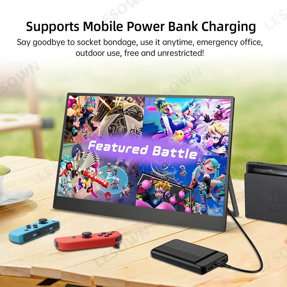 LESOWN 14 Inch Laptop Screen Extender 60Hz 4K Plug & Play Mobile Display with Kickstand for Remote Work