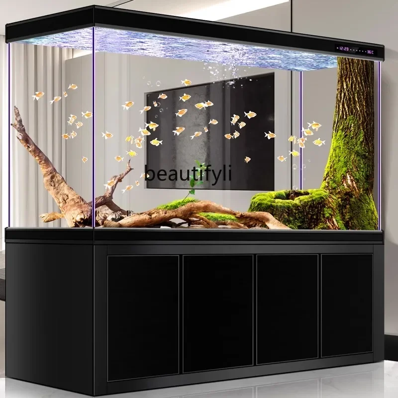 E153 Large fish tank bottom filter aquarium box office ultra-white glass arowana tank