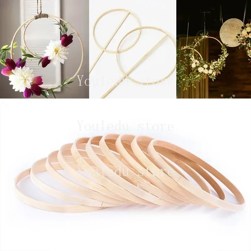 5Pcs 8-30cm Wooden DIY Handmade Catcher Embroidery Hoop Craft Cross Stitch Bamboo Circle Ring Hanging Wedding Decorations