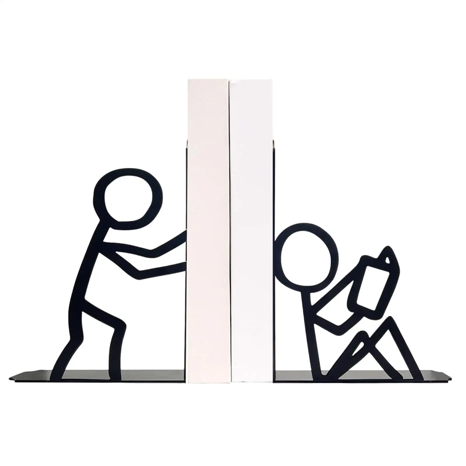 

Металлические подставки для книг из черного железа в абстрактном стиле, вертикальные, в форме фигуры, органайзер для дома и офиса, настольное украшение ручной работы