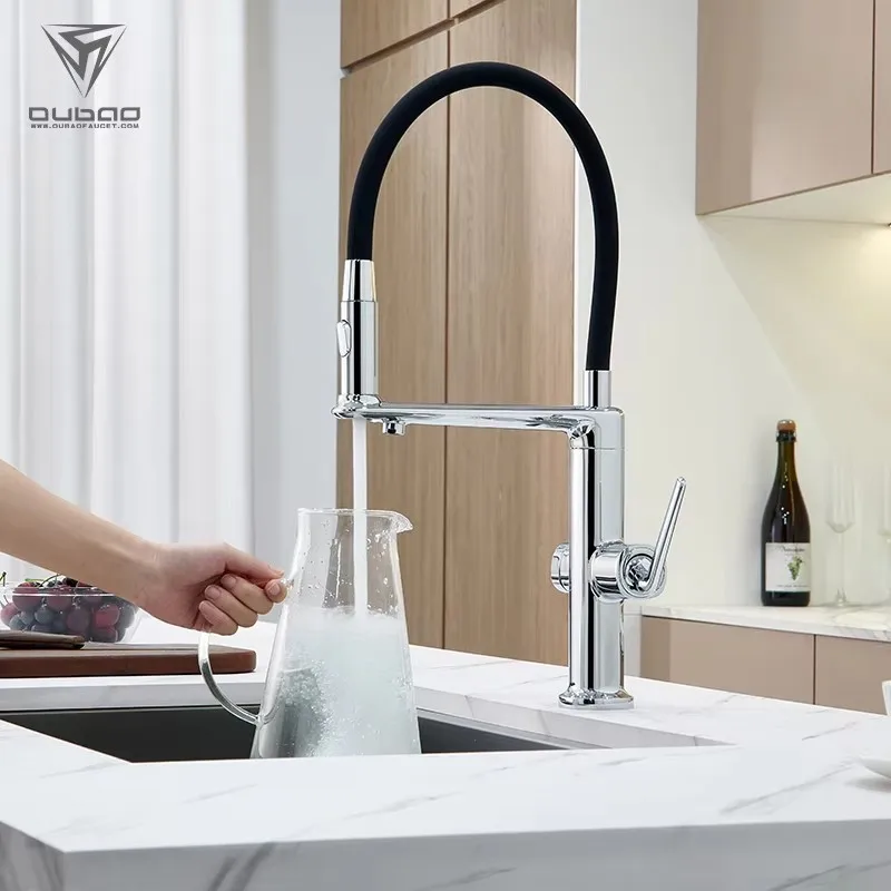 

High Quality Chrome New Design Filter Kitchen Sink Faucet With Pull Out Sprayer Hot cold water Kitchen Drinking water faucet