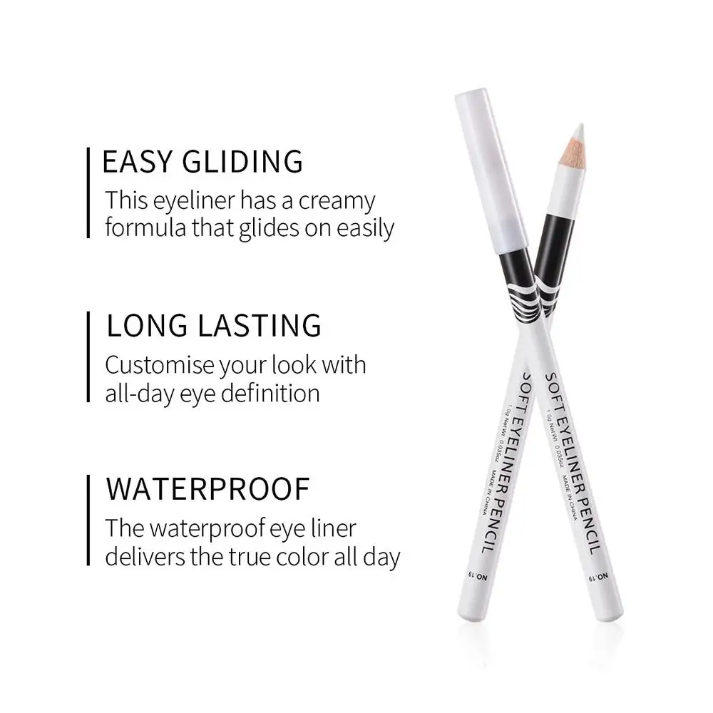 2pcs White Eyeliner Pencil Fast Drying Smooth Matte Waterproof Eyeliner Pen Long Lasting Eyelid Cosmetic Eyes Makeup Tools