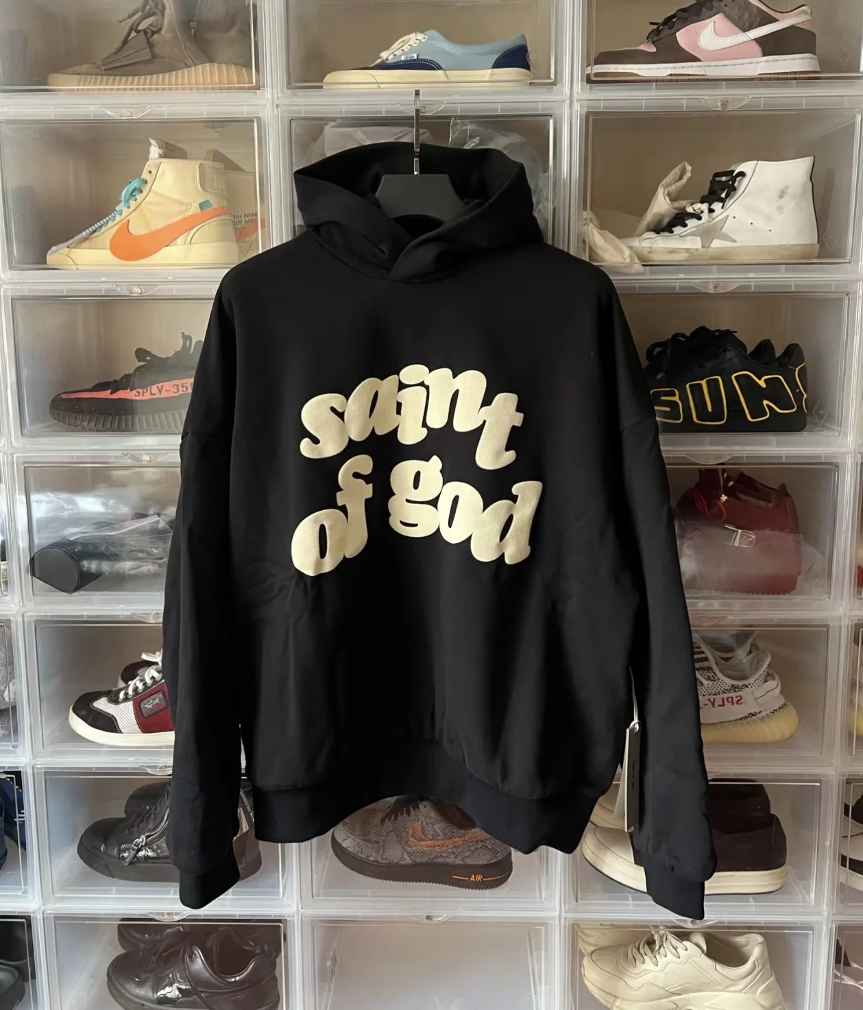 

Saint New and popular American trendy brand foamed letter couple hooded sweatshirt pure cotton loose hooded sweatshirt