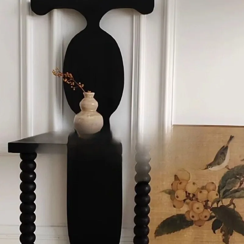 

Retro solid wood black special-shaped dining chair, book table chair, coffee shop backrest, silent wind, threaded feet, beetle