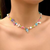 Boho Simple Beads Imitation Pearl Choker Necklace Women Men Vintage Stainless Steel Handmade Chain Aesthetic Y2K Jewelry Gift