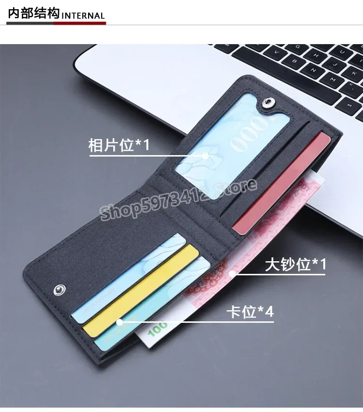 New Cartoon Game Figure Wallet Men Short Style Portable Money Clip Game Figure Leon Spike Crow Printed Canvas Purse Fashion Gift