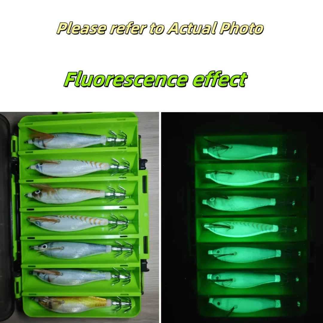 BRAVMACK 14-teiliges Set Leuchtende Tintenfisch-Köder Mehrfarbige Angelköder mit Glow-in-the-Dark-Funktion Realistisches Design Langlebige Haken Sicher – Detail 6