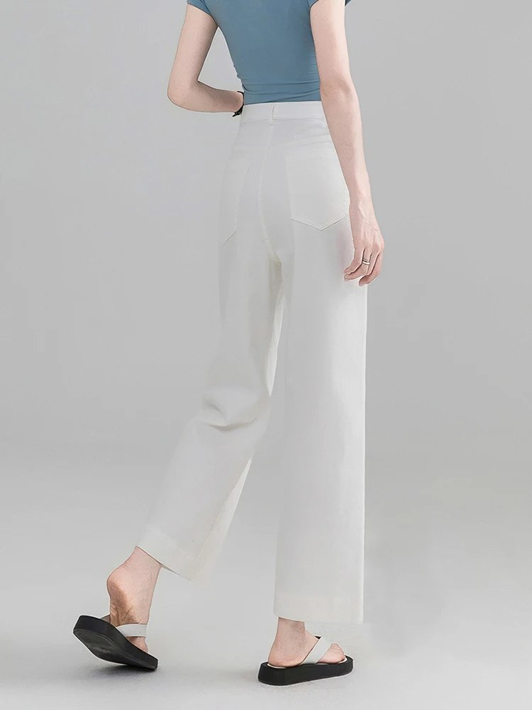 Frauen Kleidung Grundlegende Weiße Jeans Hohe Taille Lose Lange Hose Dame Elegante Denim Gerade Hosen Hosen Mujer Casual Mode Neue