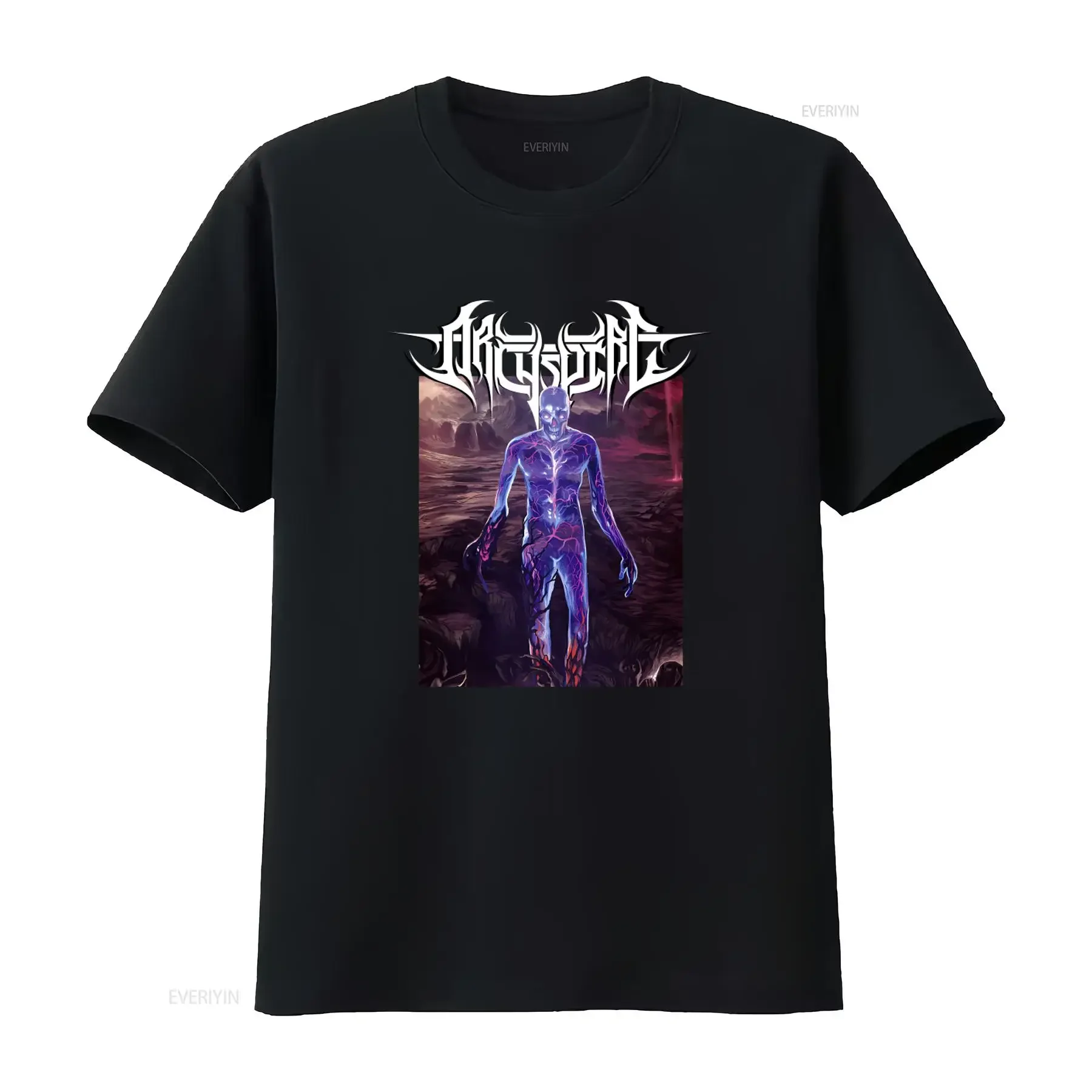 ARCHSPIRE 'Bleed The Future' T Shirt Unique Skull Lightning Design for Metal Fans vintage Washed Slightly Stretched Breathable