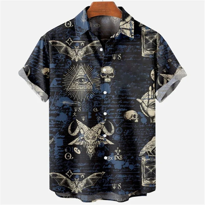 

Devil Horror 3d Print Hawaiian Shirt Men Clothes Loose Breathable Men's For Shirts Summer Male Shirt Male Clothes Short Sleeve