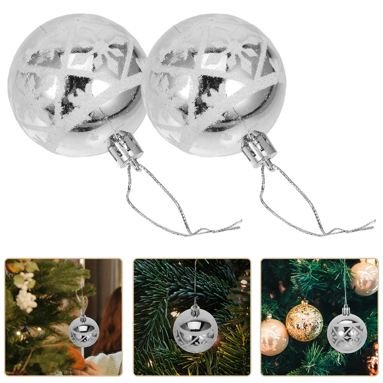 

6Pcs Christmas Tree Hanging Ornaments Snowflake Pattern Xmas Ball Decorations Festive Holiday Decor Reusable Xmas Party Ornament