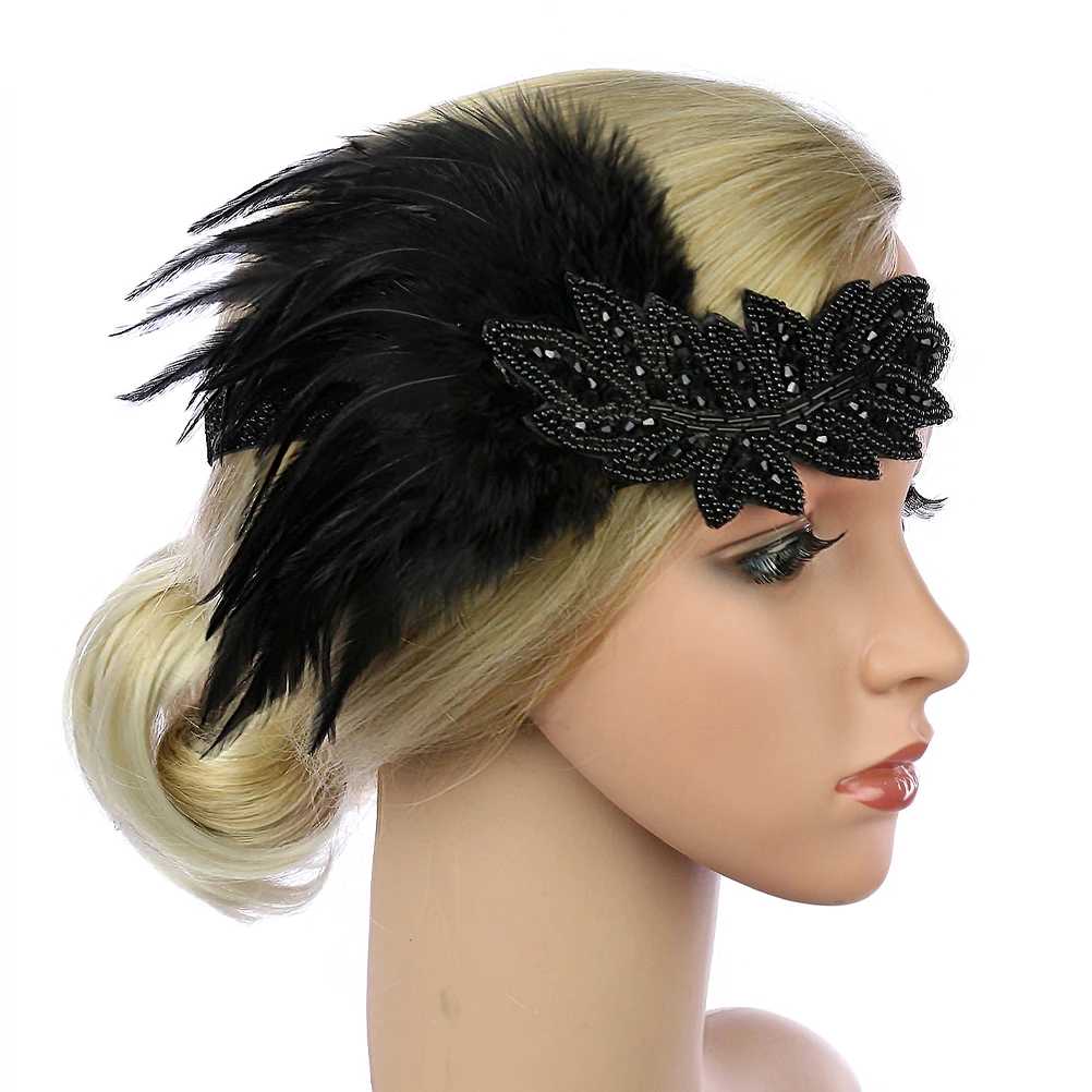 

Durable Polyester Feather Headwear 1920s Flapper Headband For Cocktail Prom Events