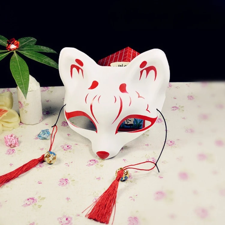 Fox Mask Japanese Cosplay Mask Half Face PVC Kabuki Kitsune Masks Masquerade Anime Cosplay Cat Mask Rave Festivals Party Props