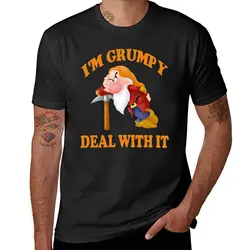 I'M GRUMPY Deal With It camiseta de retrato para hombre, gráficos, Camiseta lisa de gran tamaño