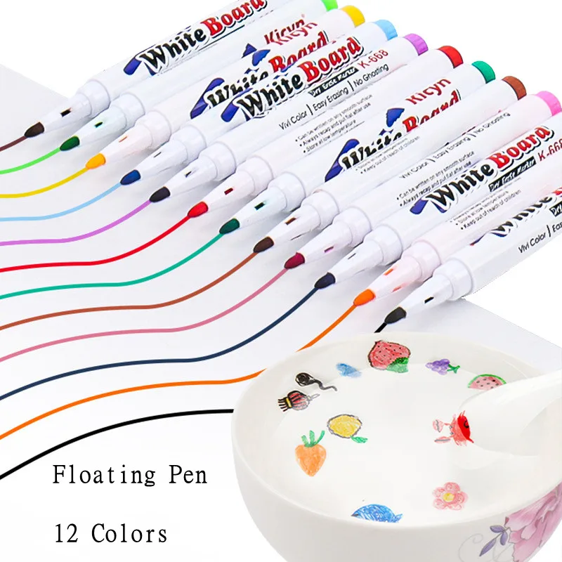 Montessori Magical ลอยน้ํานักเรียนภาพวาดแปรงไวท์บอร์ดเครื่องหมายปากกาแขวนเด็กการศึกษาภาพวาดปากกาของเล่น