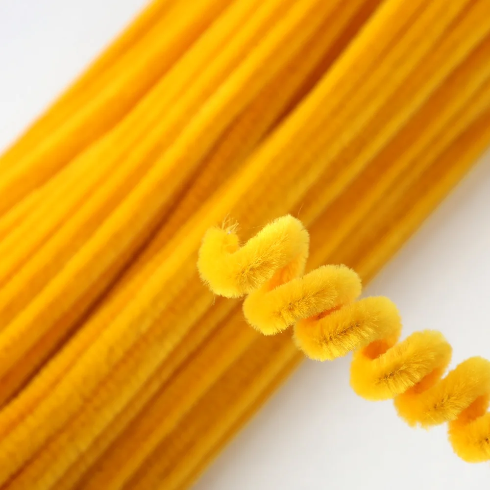 100 Pieces Pipe Cleaners Chenille Stems 5 Yellow Colors Craft Supplies Bulk for DIY Art and Craft Projects