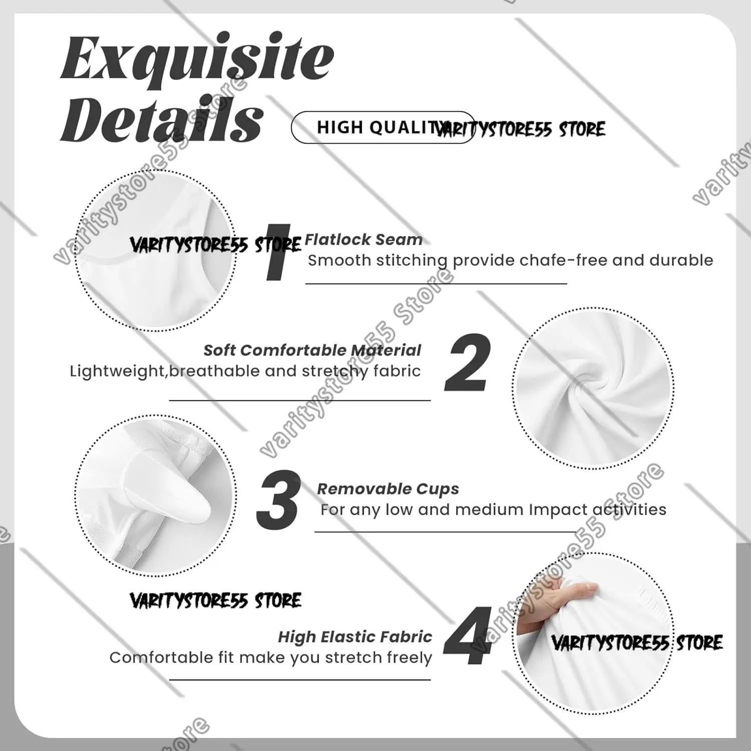 Sports Bras for Women High Support  Modern Baseball White Print Running Athletic Workout Crop Tank Top