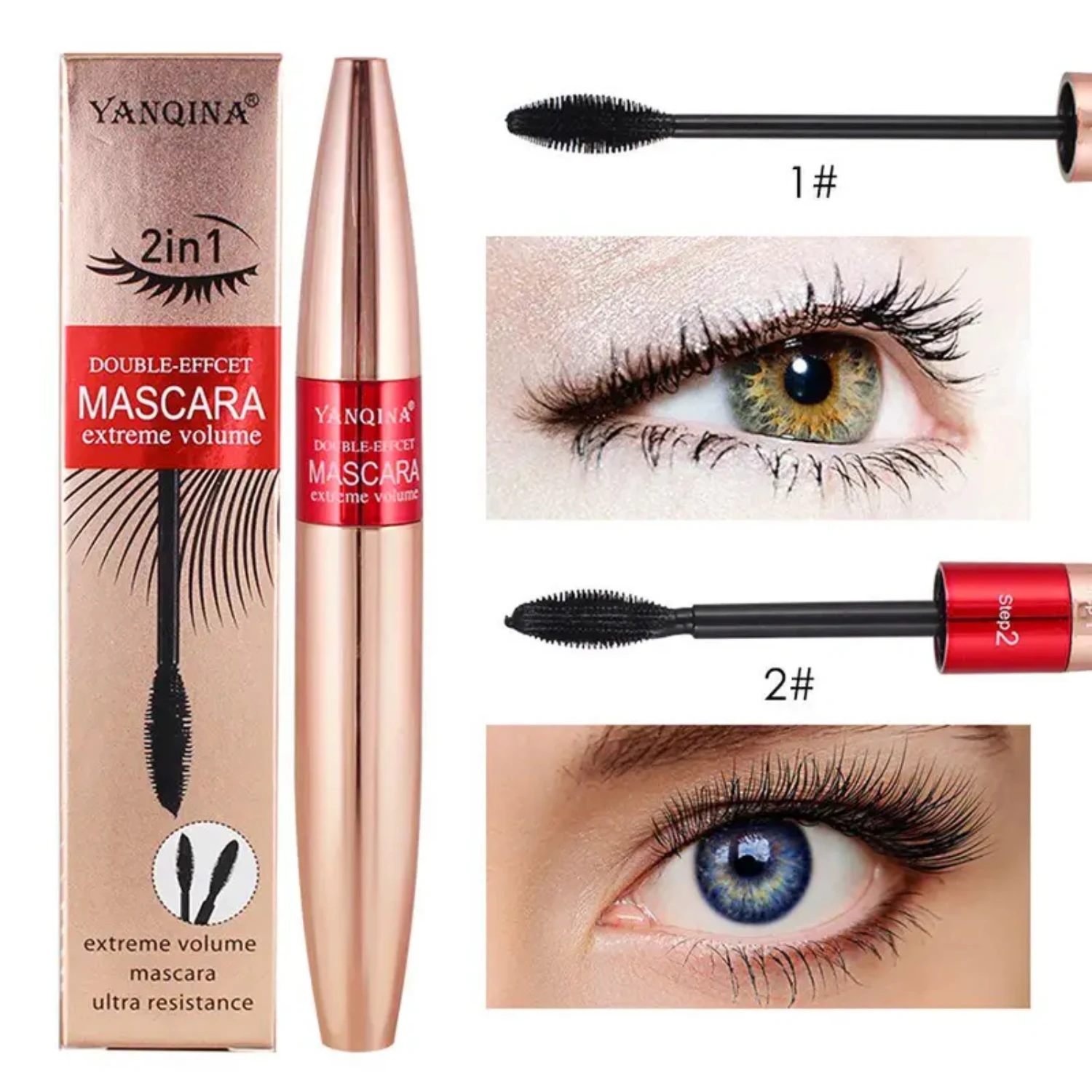 Mascara in fibra arricciante 4D spessa e non fiorita: formula impermeabile e di lunga durata per una copertura duratura del trucco Mascara Thrive Makeup