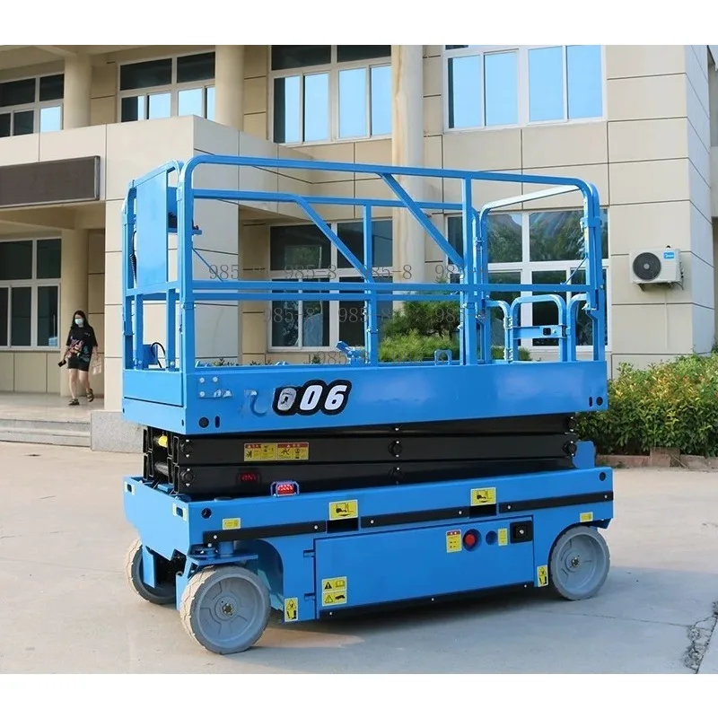 Mobile Hydraulic Scissor Aerial Work Platform, Self-propelled Steel Lifting Equipment 6/8/10/12M Electric Drive Design