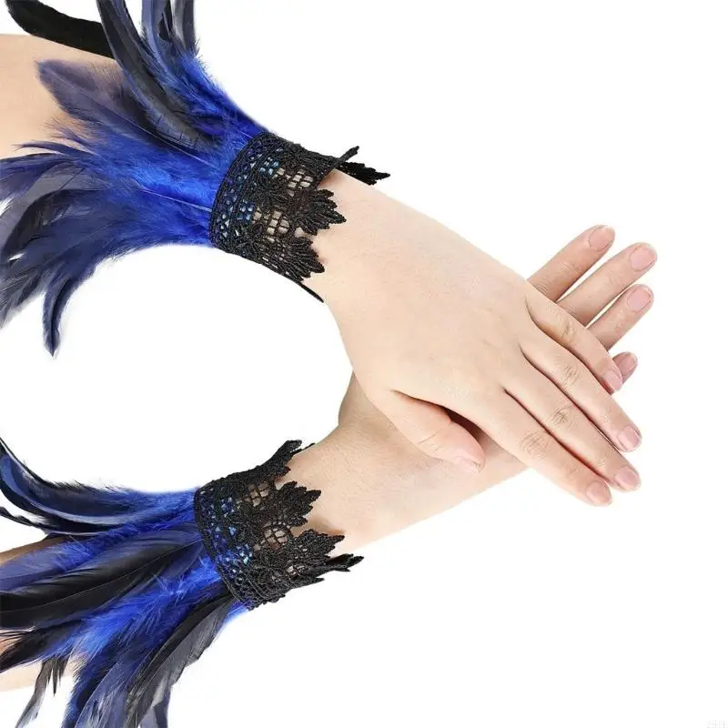 Collier gothique en plumes pour femmes filles, ras du cou en dentelle, accessoires Costume fête d'halloween, bijoux