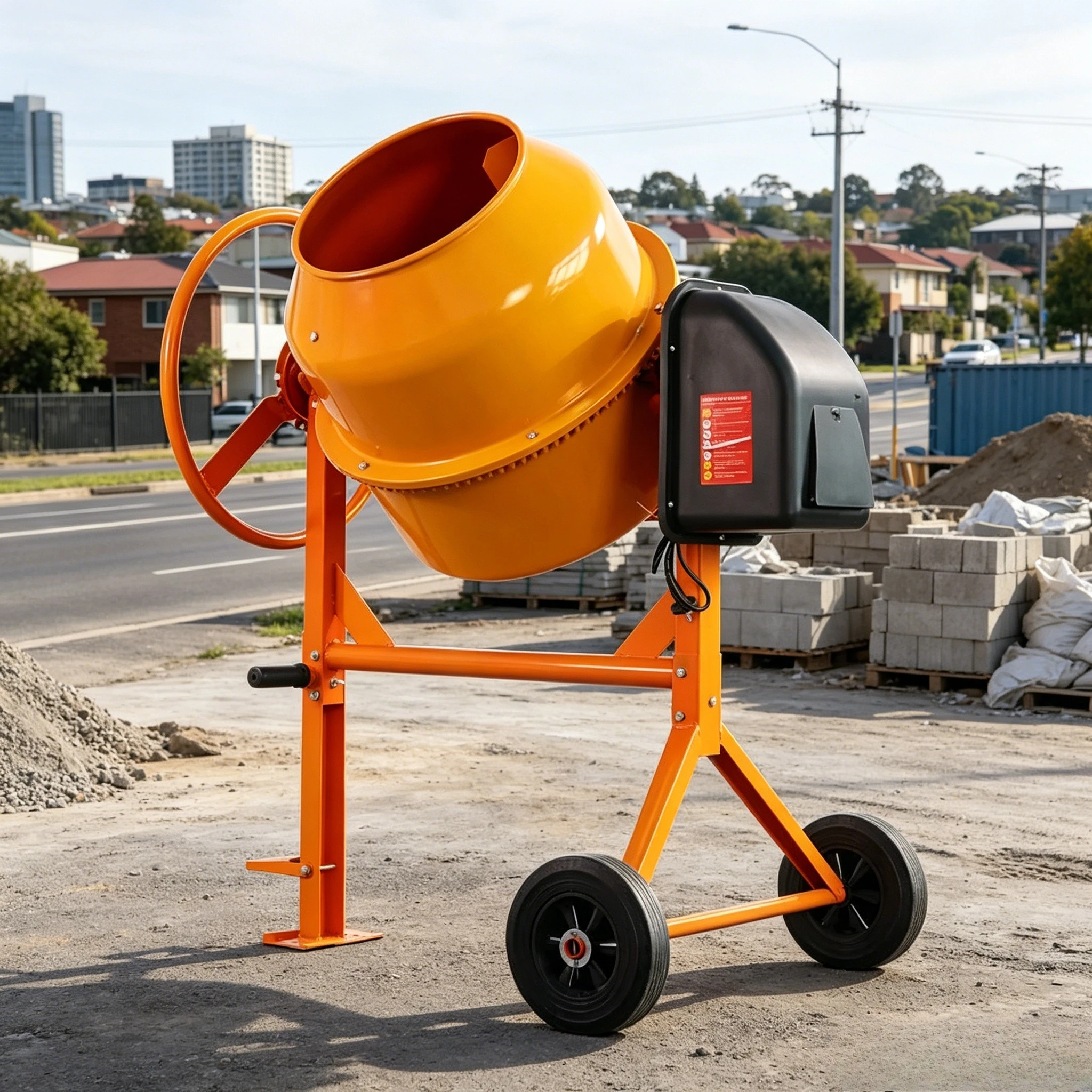 Concrete Mixer Drum for Small Jobs 110V Electric Cement Mixing Barrel 1/2HP Portable Concrete Mixer with Wheels Customized