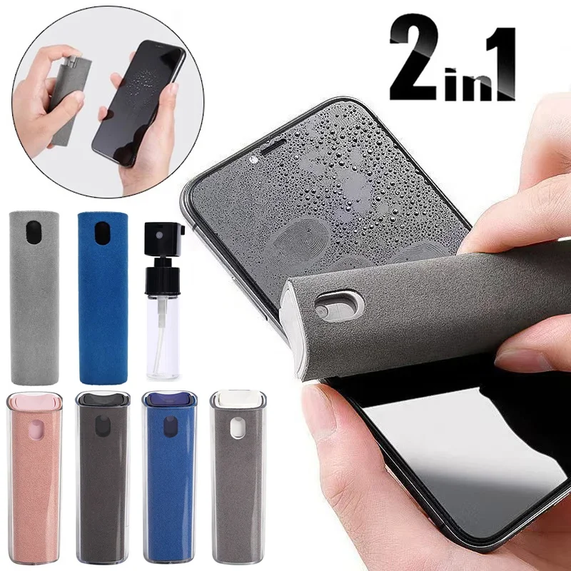 Kit Pulizia Schermo 2-in-1: Spray Detergente + Panno In Microfibra Per Smartphone, Tablet, Laptop, Rimuove Impronte E Grasso In Un Attimo