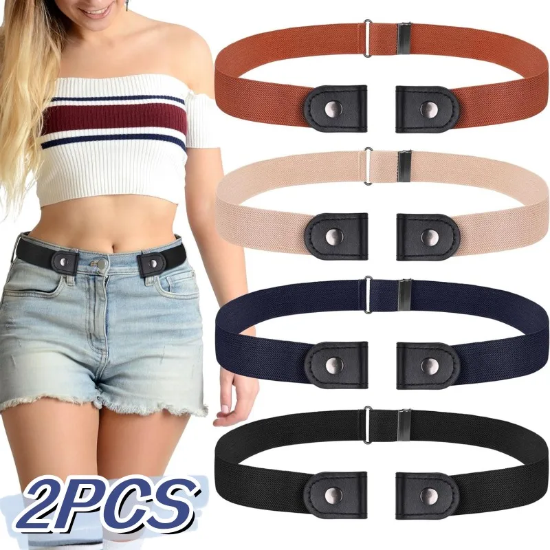 

Buckle Free Elastic Adjustable Belts Women Elastic Waistband Invisible Stretch Belt Unisex Versatile Jeans Pants Hole-free Belts