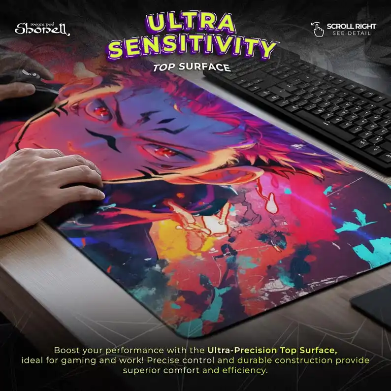 Alas Mouse Sukuna Jujutsu Kaisen - Alas Meja Seni Wajah Raja Terkutuk, Alas Gaming Anime, Dekorasi Hadiah Otaku Ryomen Sukuna