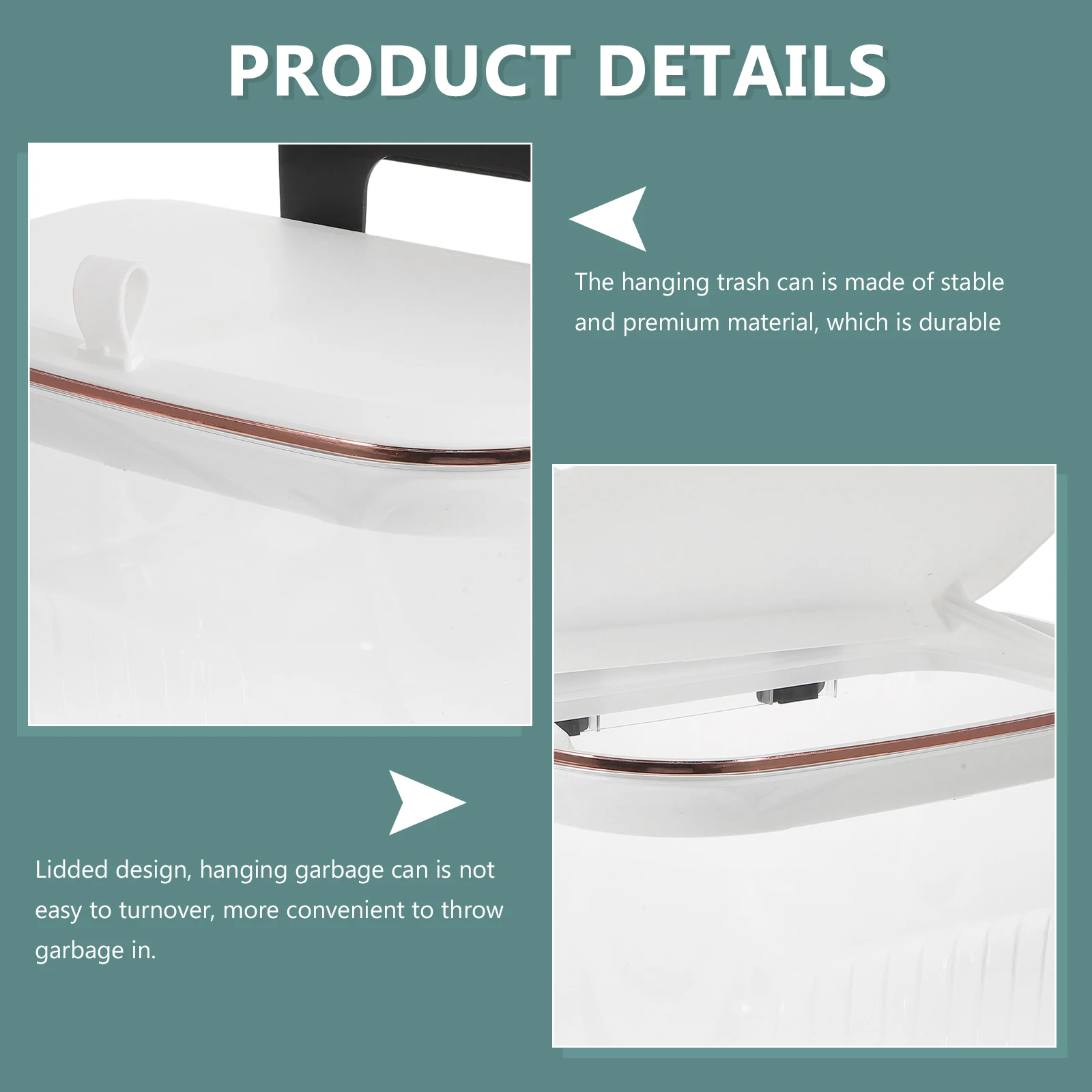 

Hanging Trash Can Kitchen Garbage Bucket with Lid Hanging Waste Container Compact Small for Cabinet Door Bathroom
