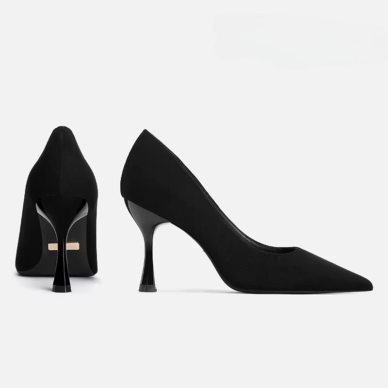 

Mbrvsw autumn new black women's stiletto pointed-toe professional heels - comfortable stacked heel, all-day wear, office-ready p