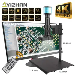 YIZHAN-Câmera Digital de Vídeo Monocular Microscópio, 48MP, 4K, USB, HDMI, VGA, Zoom Contínuo, 180X, C-Mount, Solda, Ferramentas de Reparo de Telefone