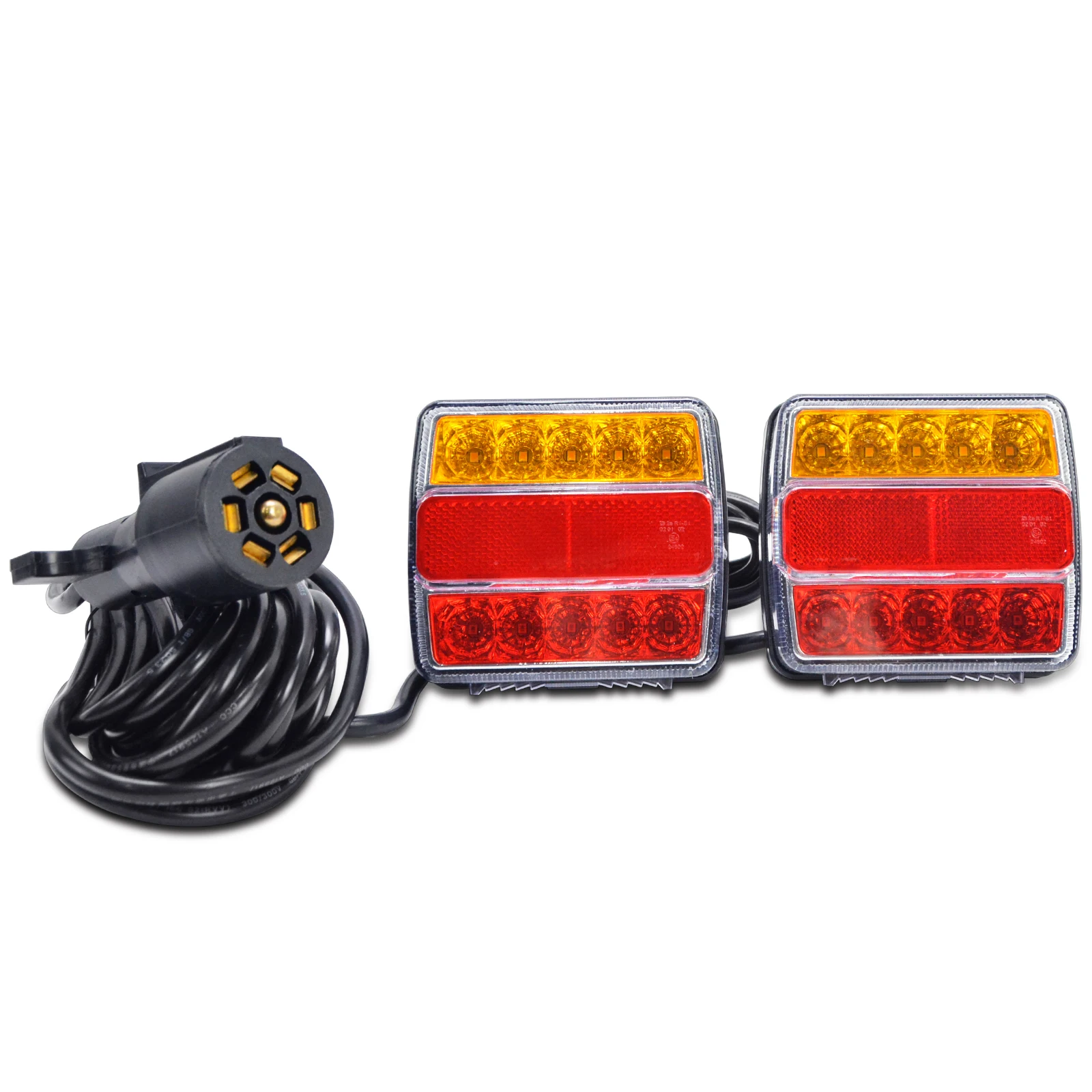 X2 Rear Towing Tail Lights 12V 10m Line 7 Pin Kit Universal Brake Stop Indicator Lamp License Number Plate Waterproof Reflector