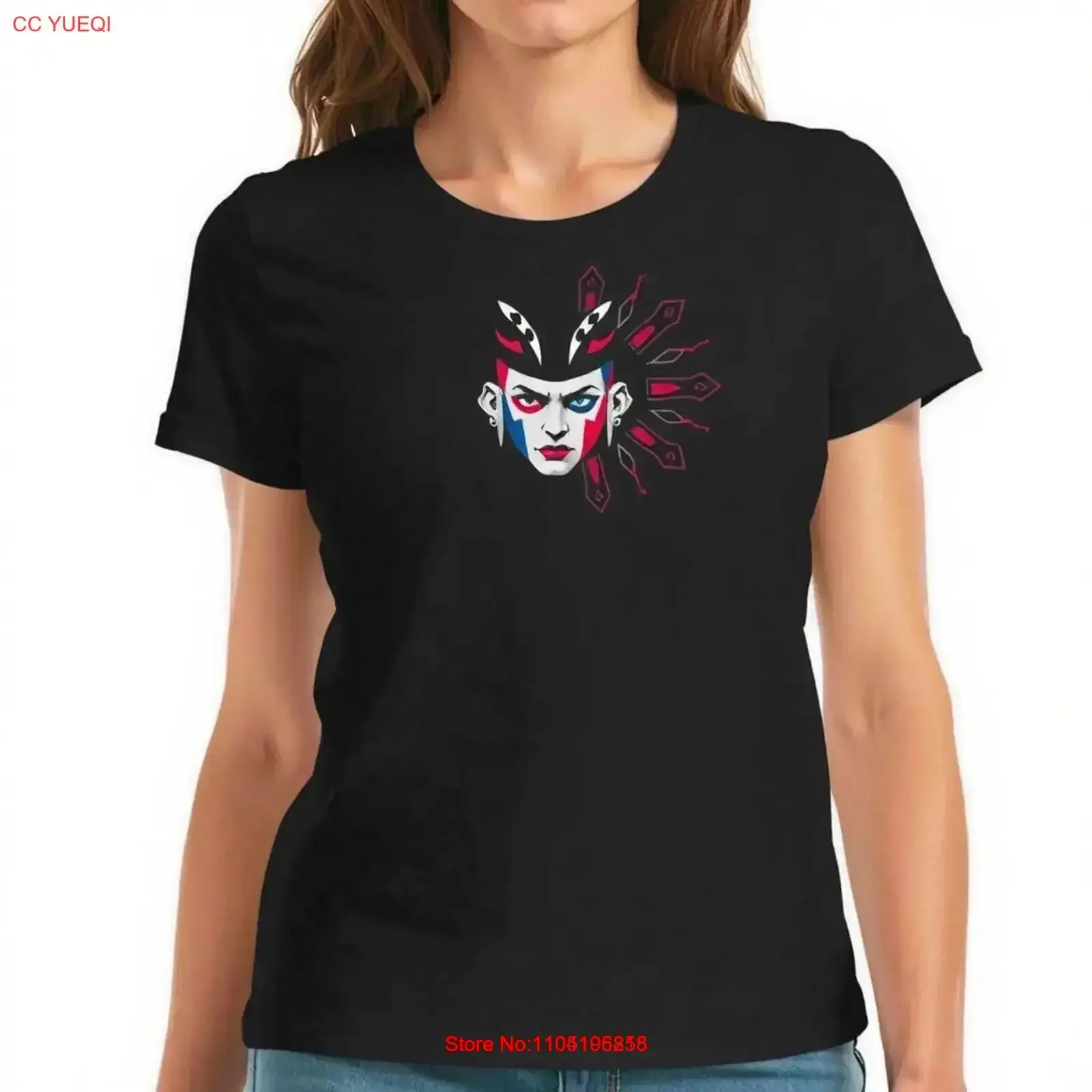 

Стильная женская футболка с лицом, красный, белый, синий дизайн, винтажный стираный топ для повседневной носки, уличная модная стильная футболка с графикой