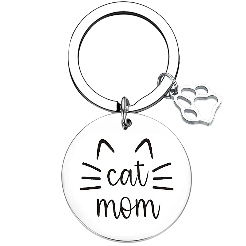 Cute Cat Mom Keychain Cats Mama Cats Mommy Key Chain Pendant Jewelry Cat Lover Gift Cat Grandma Gift