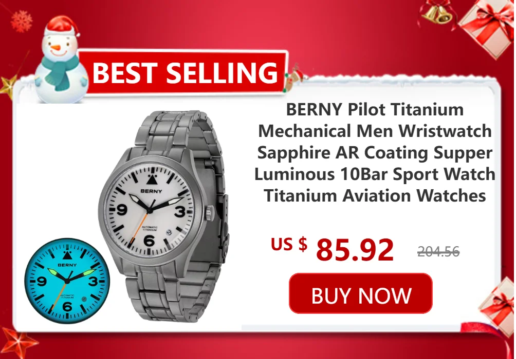 BERNY Automatic Dive Watch for Men Super Luminous 20ATM Diver Wristwatch Original Top Sapphire Swim Sport Mechanical Male Watch