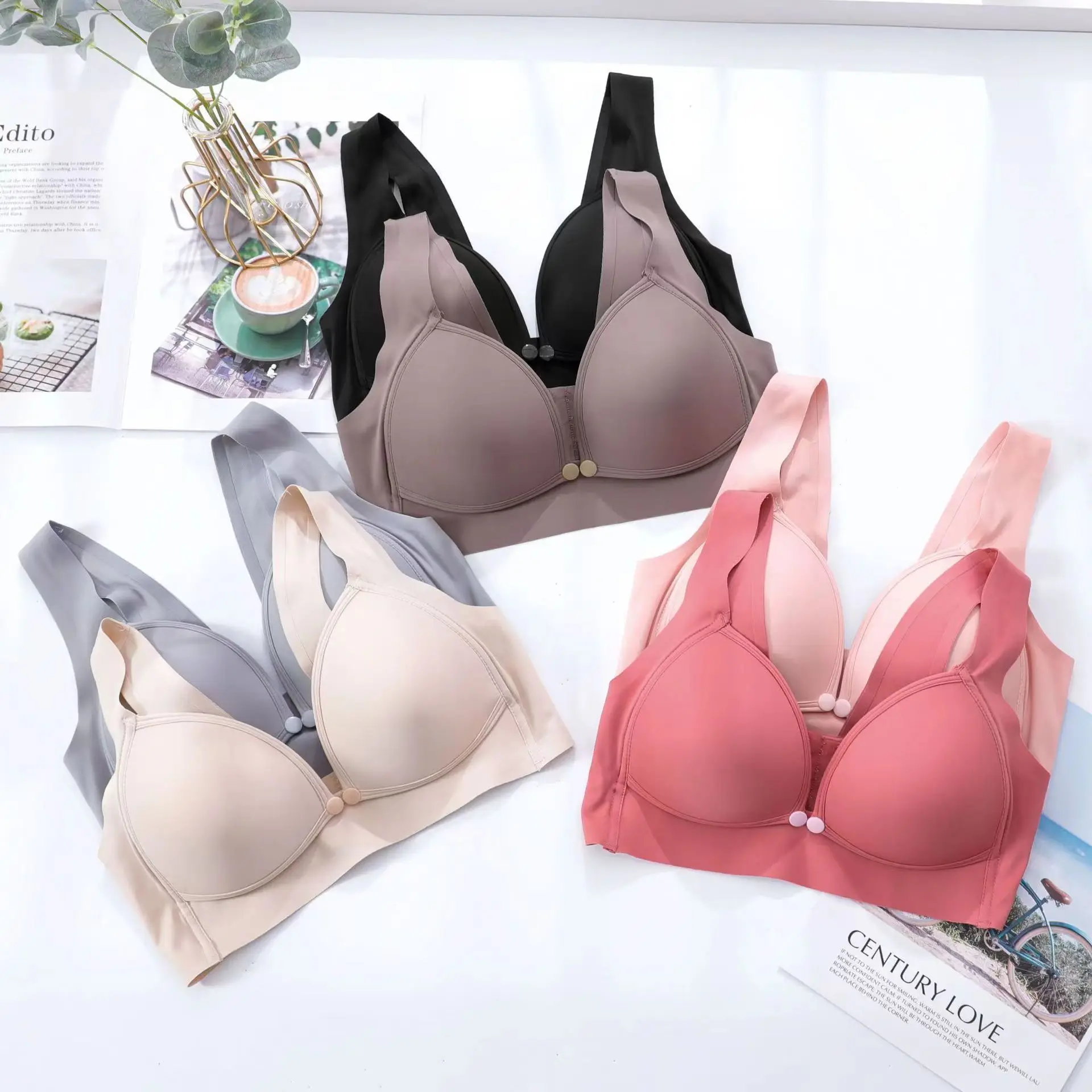 Nursing Underwear Thin Summer Non-Steel Ring Gathered Bra Underwear Anti-Sagging Pregnancy Fixed Maternity Underwear Bra