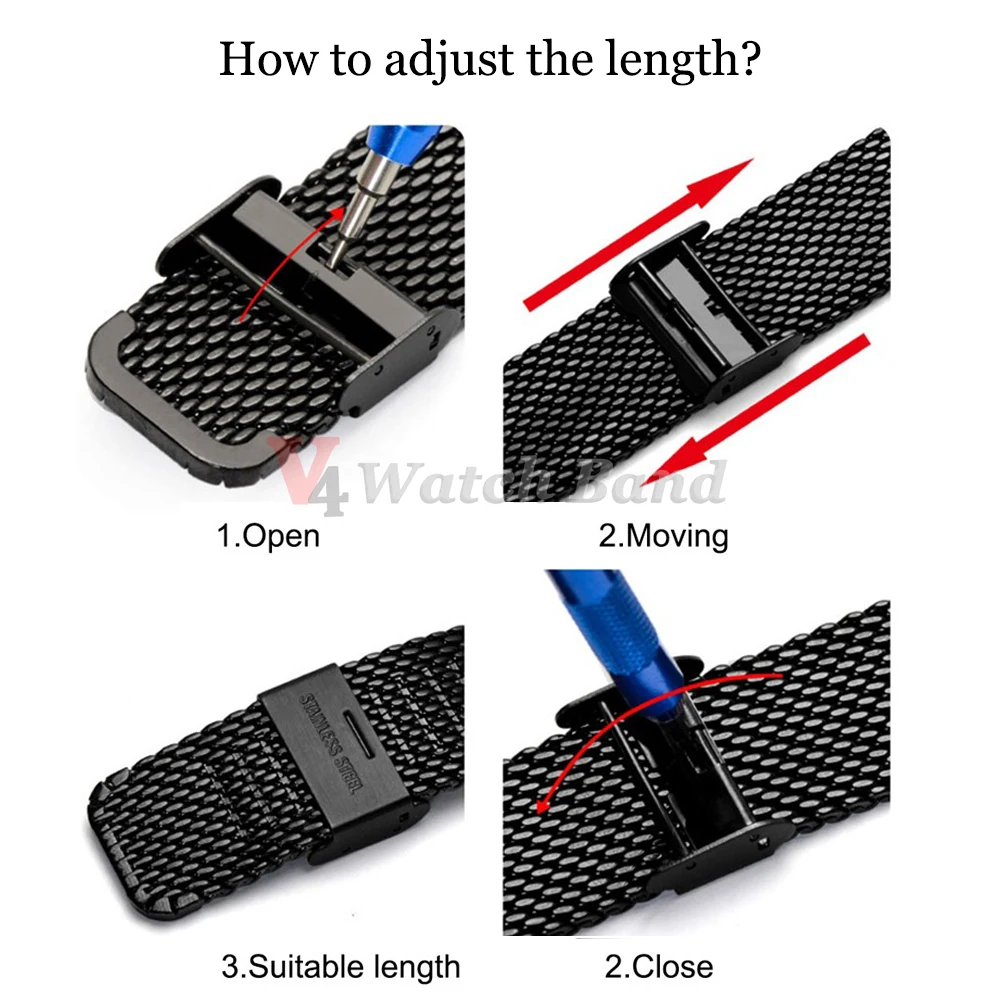 Quick Release Watch Band Stainless Steel  Bands 1.0 Mesh Milanese Strap Universal Watch Bracelet 18mm 20mm 22mm 24mm Watchbands