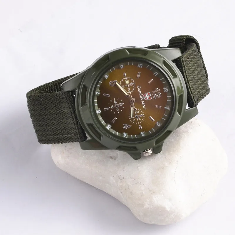 Fashion Mens Watch Cool Sport Analog Quartz Wristwatch Canvas Nylon Strap Camouflage Outdoor Army Green Male Clock reloj hombre