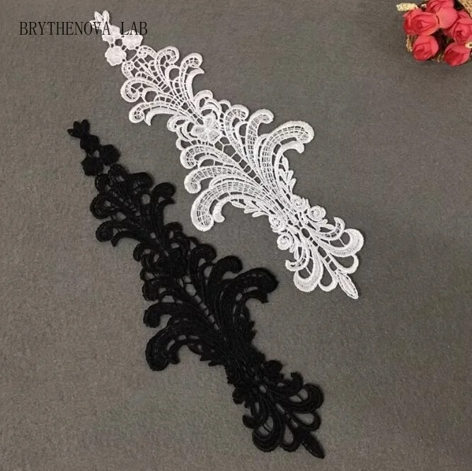10pcs Flower Floral Venice Venise Ivory black Applique Lace Sewing Trims Craft 34.5X12.5cm/ 13.58X4.9'' BD0143