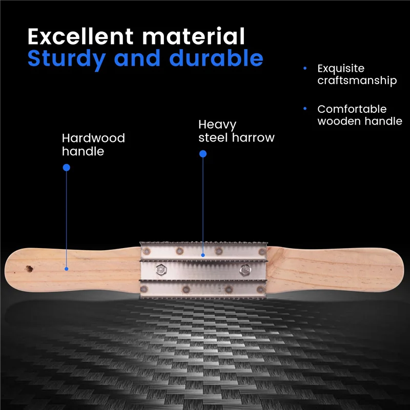 

N08R 15Inch Buffing Wheel Rake For Compound Cleaning,Removing Residual Compounds And Metal,Rake Steel Polishing Wooden Handle