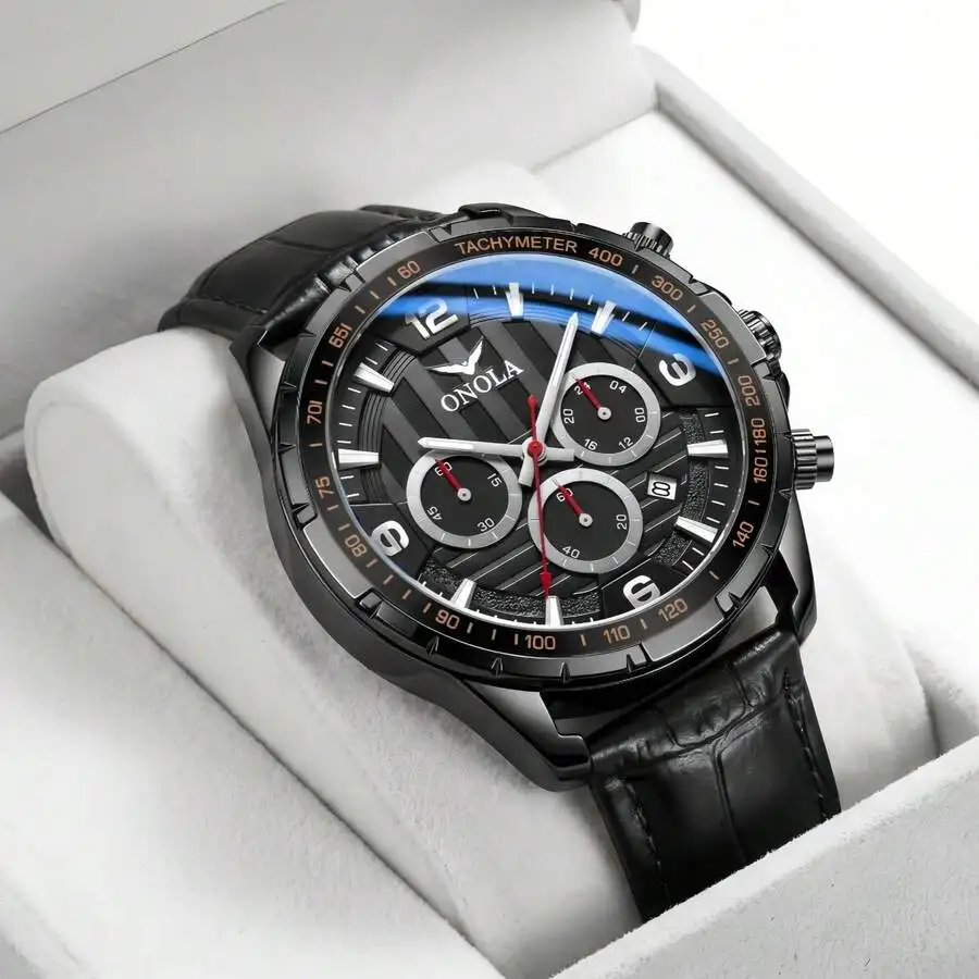 ONOLA Men's Fashion Chronograph Quartz Watch, Waterproof, Luminous, Sports Multifunction, Luxury Men's Gift Wristwatch