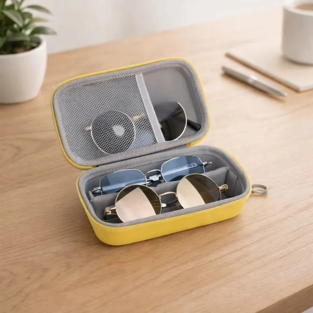 Durable Hard Shell Glasses Case Large Capacity Waterproof Eyeglass Storage Box 2 In 1 Shockproof EVA Glasses Case