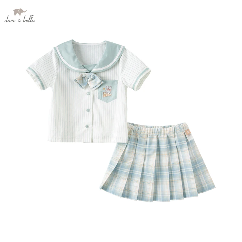 Dave Bella Summer Baby Girls Plaid  School Styls  Clothing Sets Girls Boutique Sets girl fashion set clothes DB2235513