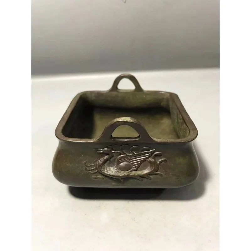 Four Beasts Collection, Ming Dynasty Xuan De Style, Square Alloy Incense , Double-Eared Aromatherapy Burner